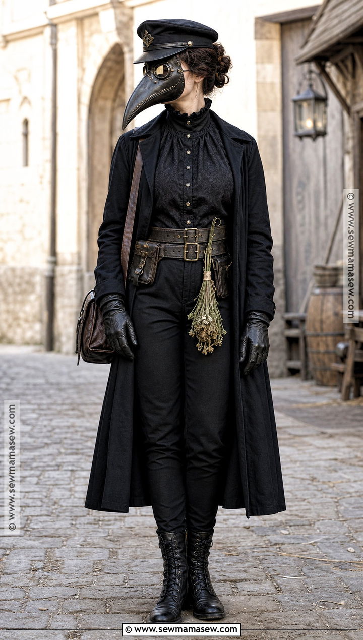 Plague Doctor Costume With Black Coat - 35 scary halloween costume ideas for women