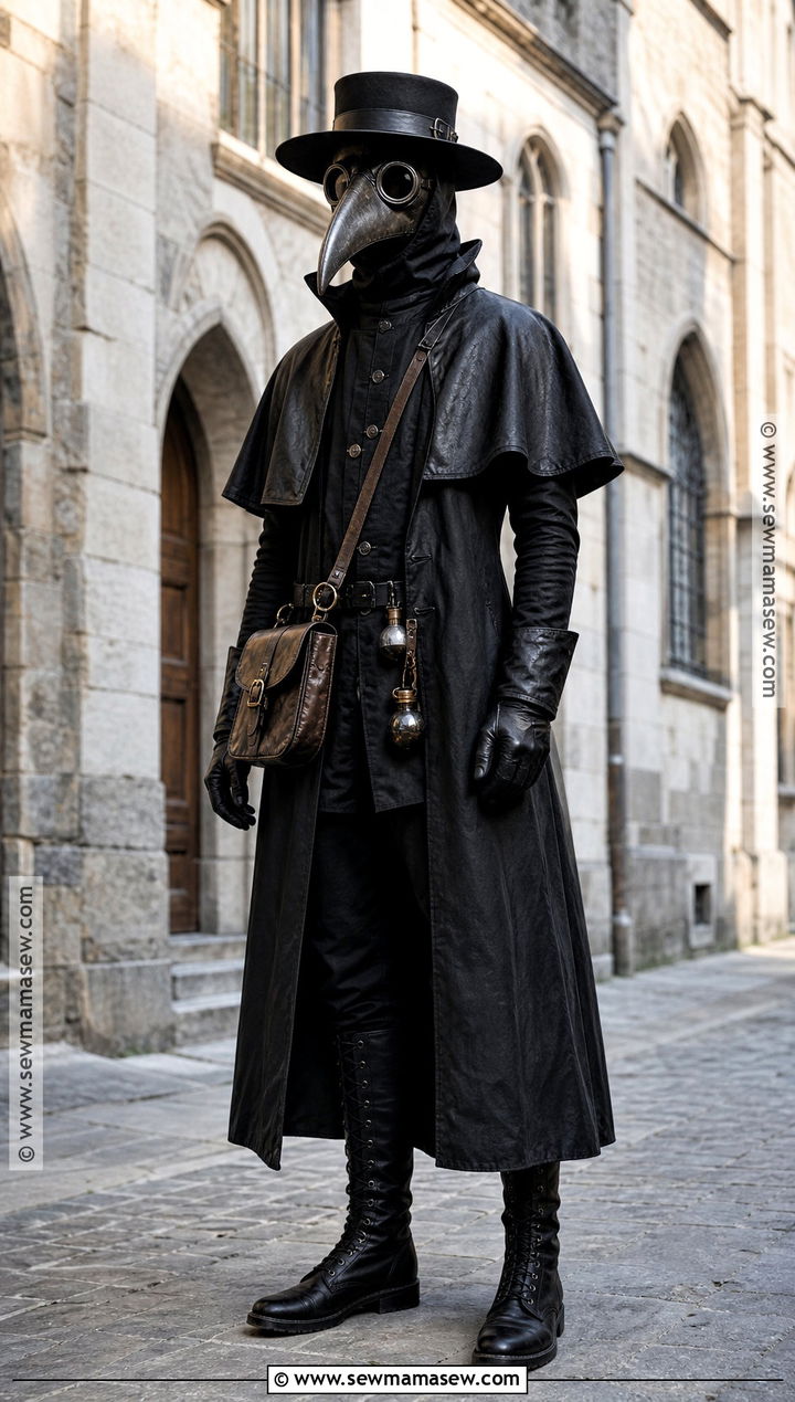 Plague Doctor Costume With Long Black Coat - 45 scary costumes