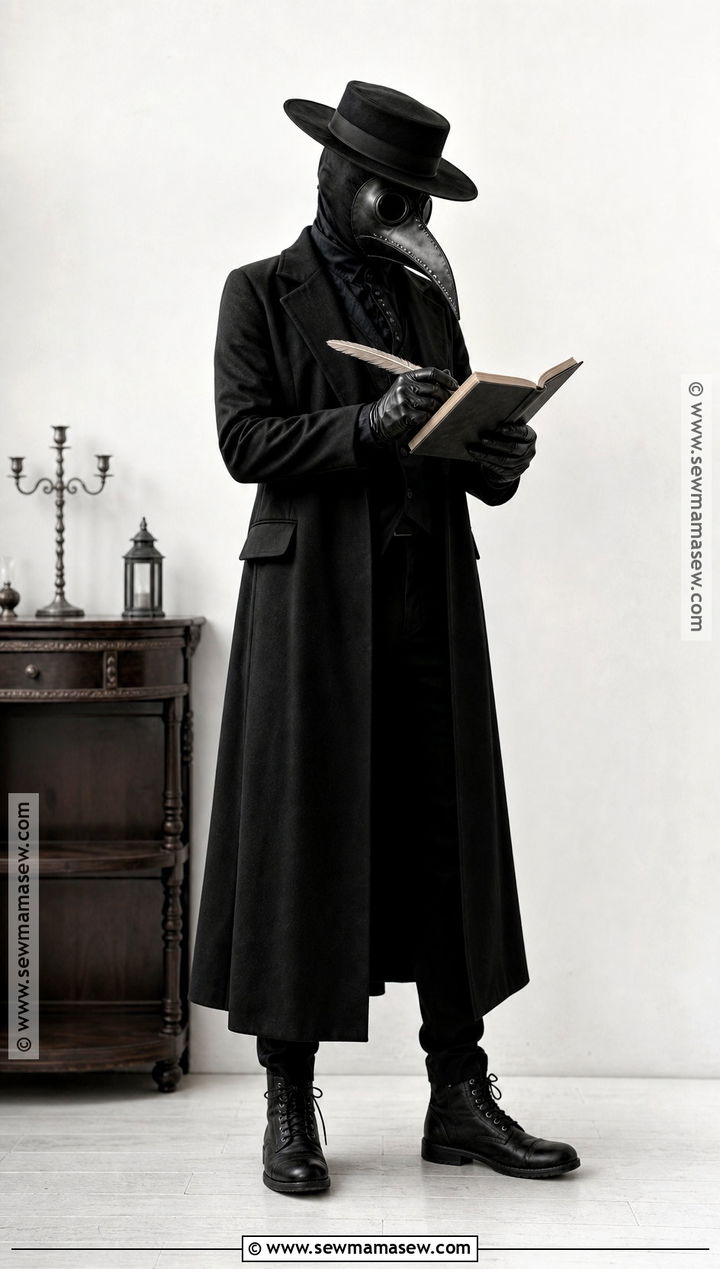 Plague Doctor Costume With Long Black Coat - 50 scary halloween costume ideas
