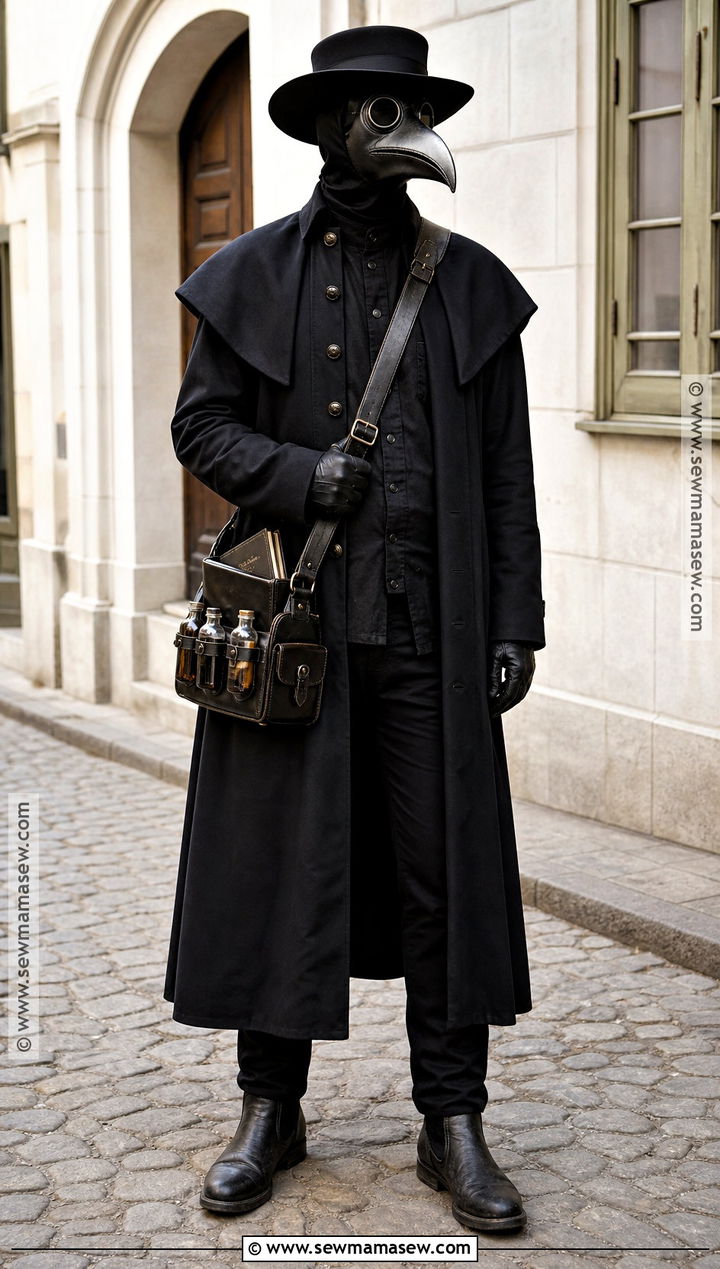 Plague Doctor Costume With Long Black Coat - 35 dark halloween costumes
