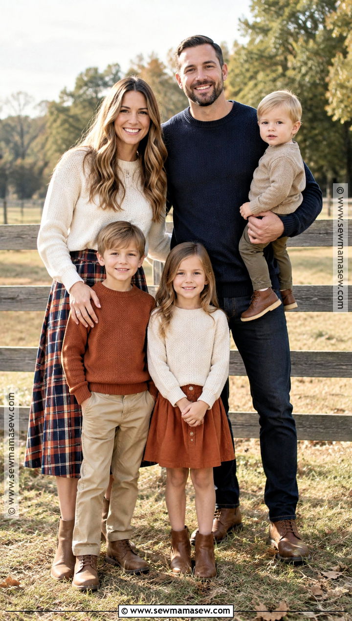Plaid Accent And Solid Sweater Family Outfit - 15 fall family photos sweaters