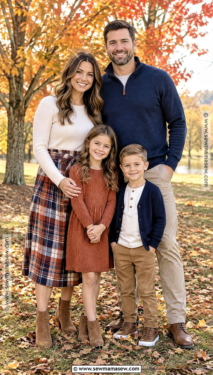 Plaid Accent October Family Photo Outfits - 25 october family photos outfits
