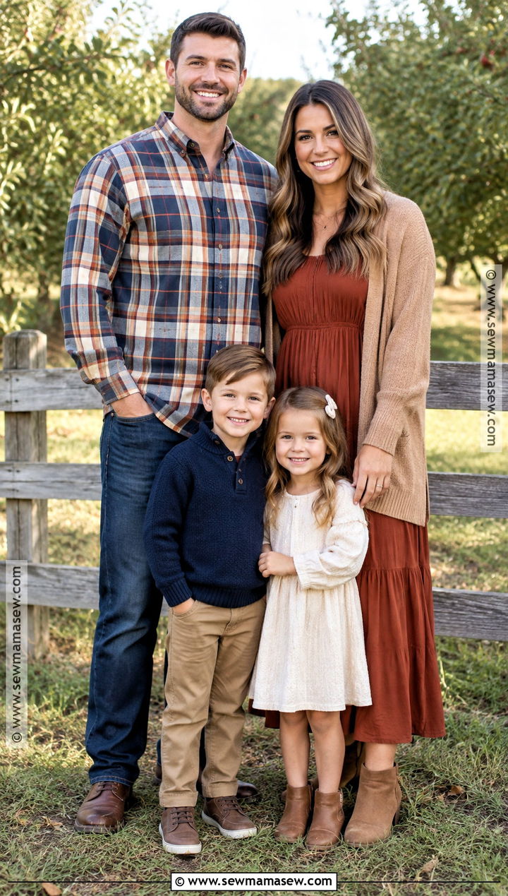 Plaid Accent September Family Photo Outfits - 20 family photo outfits september