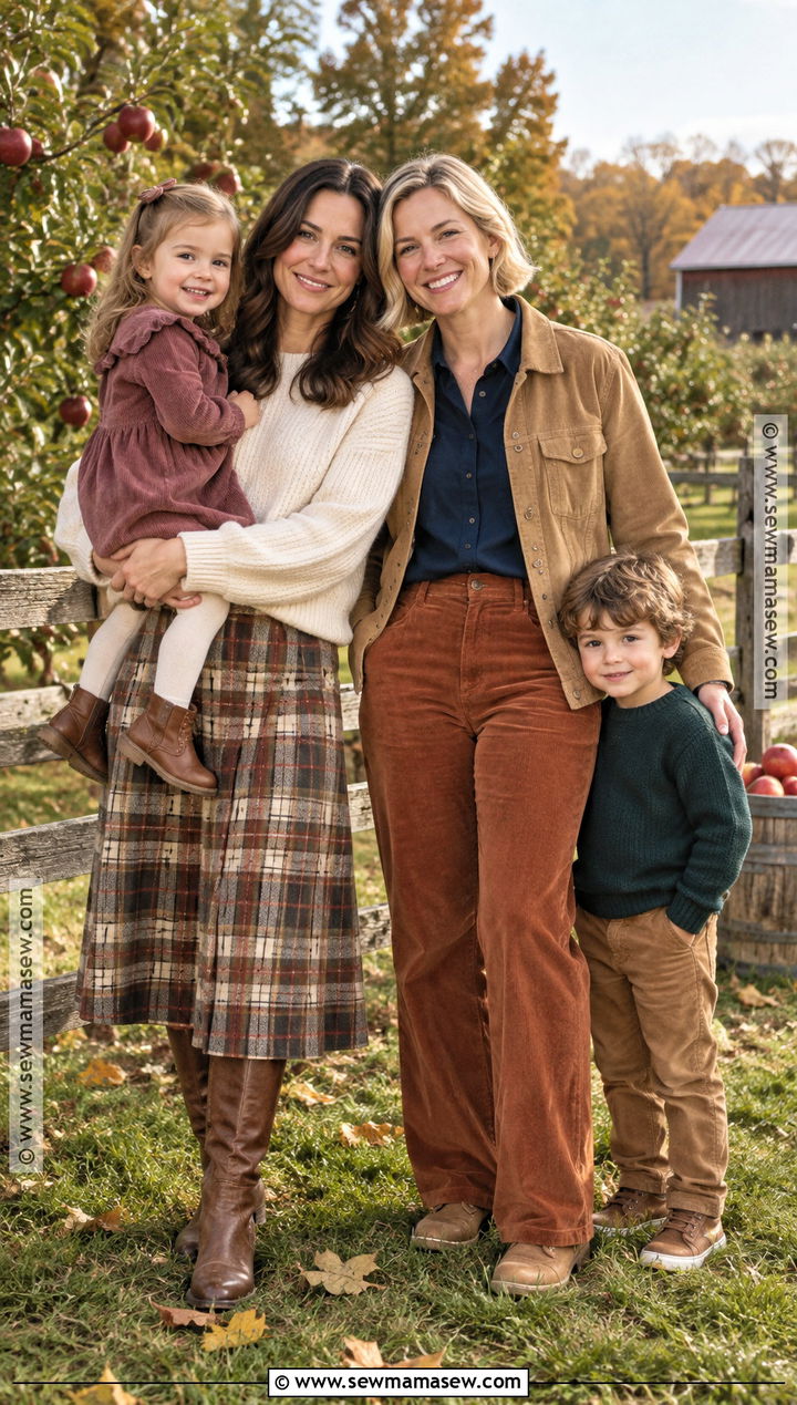 Plaid And Corduroy Lesbian Fall Family Picture Outfit - 15 lesbian fall family pictures outfits