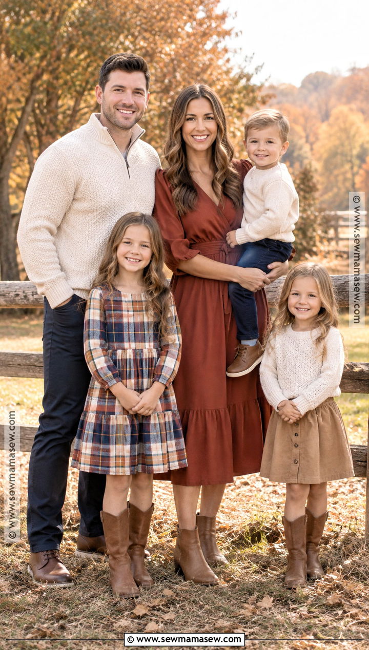 Plaid And Neutral Fall Family Outfit - 20 Fall Photoshoot Family Outfits