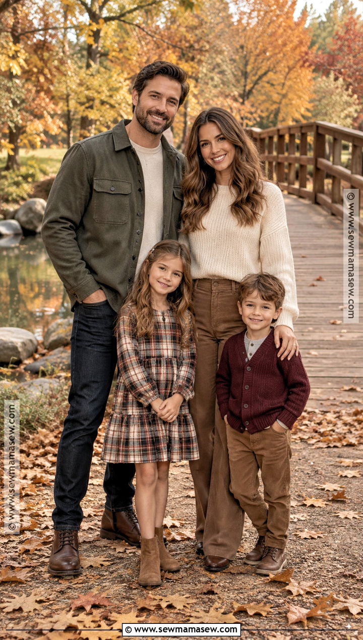 Plaid And Neutral Family Photoshoot Outfits - 15 autumn family photoshoot outfit ideas