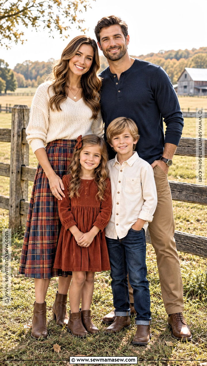 Plaid And Solid Country Family Picture Outfits - 15 fall family pictures outfits country