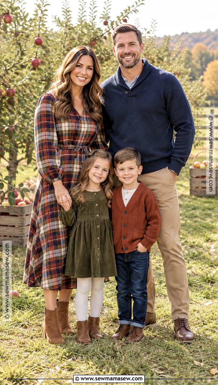 Plaid And Solid Fall Family Photo Outfits - 15 Family Photoshoot Outfit Ideas Fall