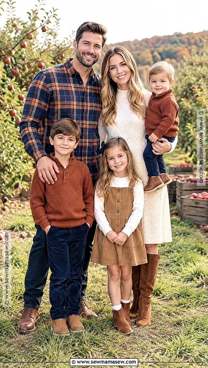Plaid And Solid Fall Family Photoshoot Outfit - 15 outdoor fall family photoshoot outfits