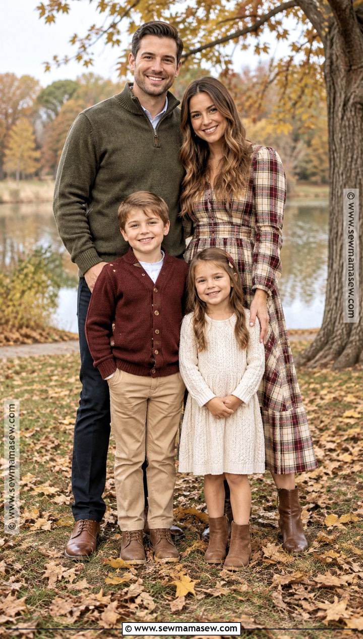 Plaid And Solid Neutral Family Photo Outfits - 20 fall winter family photo outfits