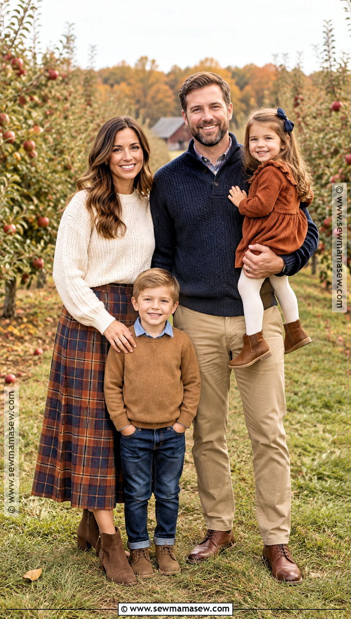 Plaid And Solid Neutral Family Photoshoot Outfit - 25 Fall Photoshoot Outfits for Family