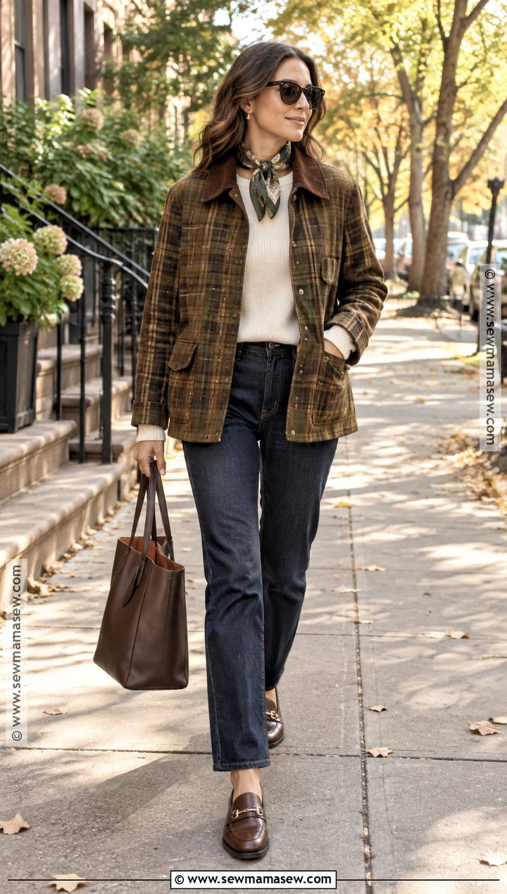 Plaid Barn Jacket With Straight Leg Jeans - 15 fall jacket trends