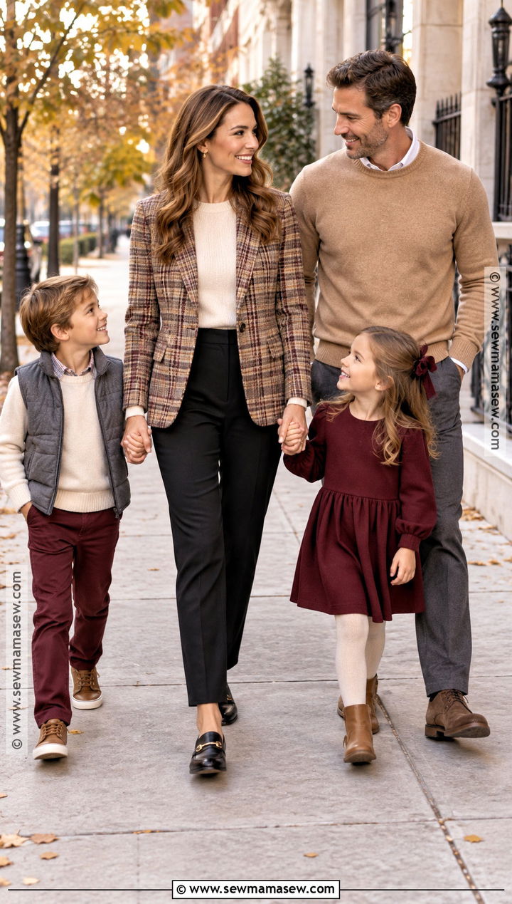 Plaid Blazer And Black Pants Fall Picture Outfit - 15 fall family pictures outfits for moms