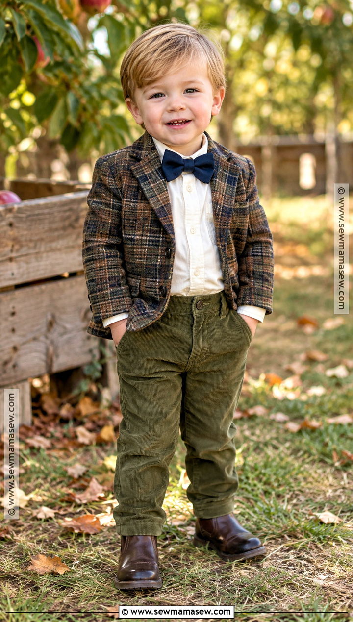 Plaid Blazer And Corduroy Pants Toddler Outfit - 15 toddler boy wedding outfit fall ideas