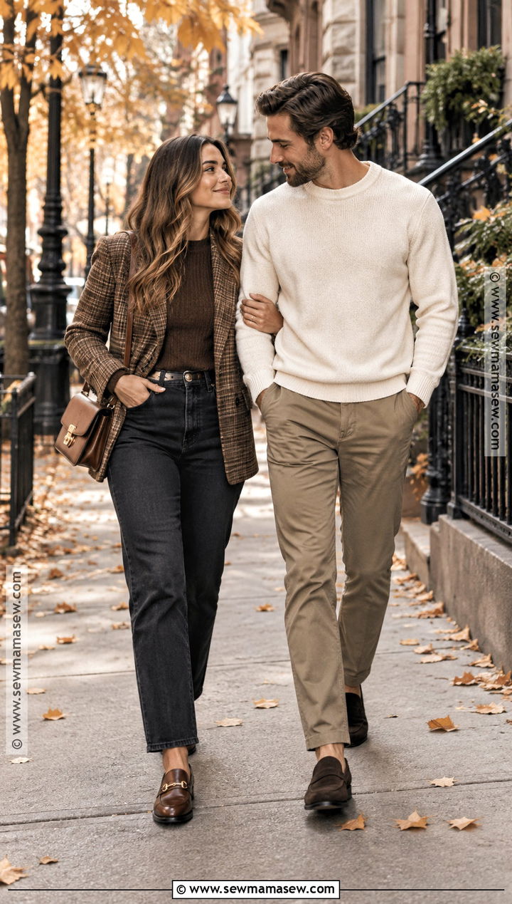 Plaid Blazer And Jeans Fall Engagement Photo Outfit - 25 fall engagement photos outfits