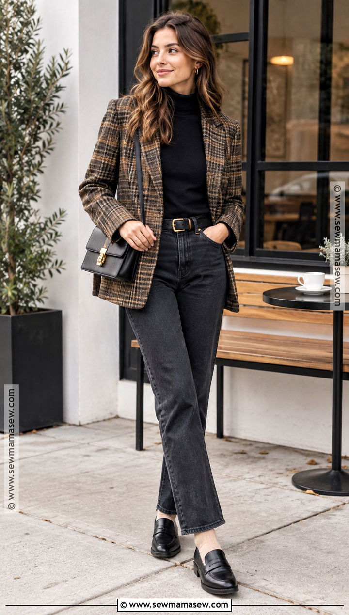 Plaid Blazer And Loafers Autumn Outfit - 15 Autumn Fashion 2026 Ideas for Women