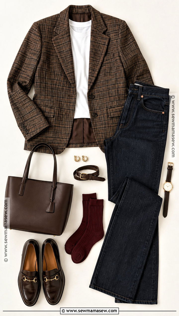 Plaid Blazer And Loafers Flat Lay - 15 autumn fashion flat lay ideas