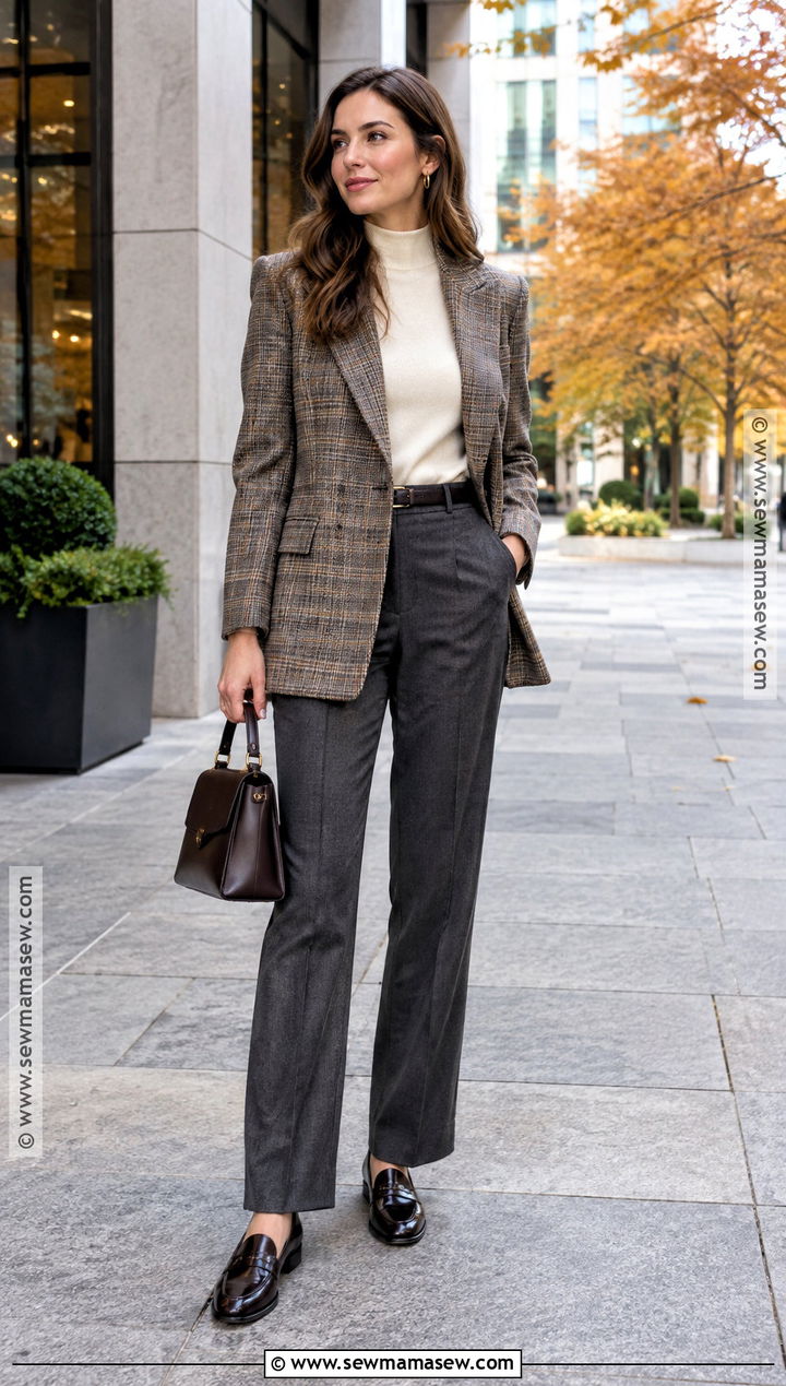 Plaid Blazer And Tailored Pants Fall Outfit - 15 fall 2026 inspo outfits