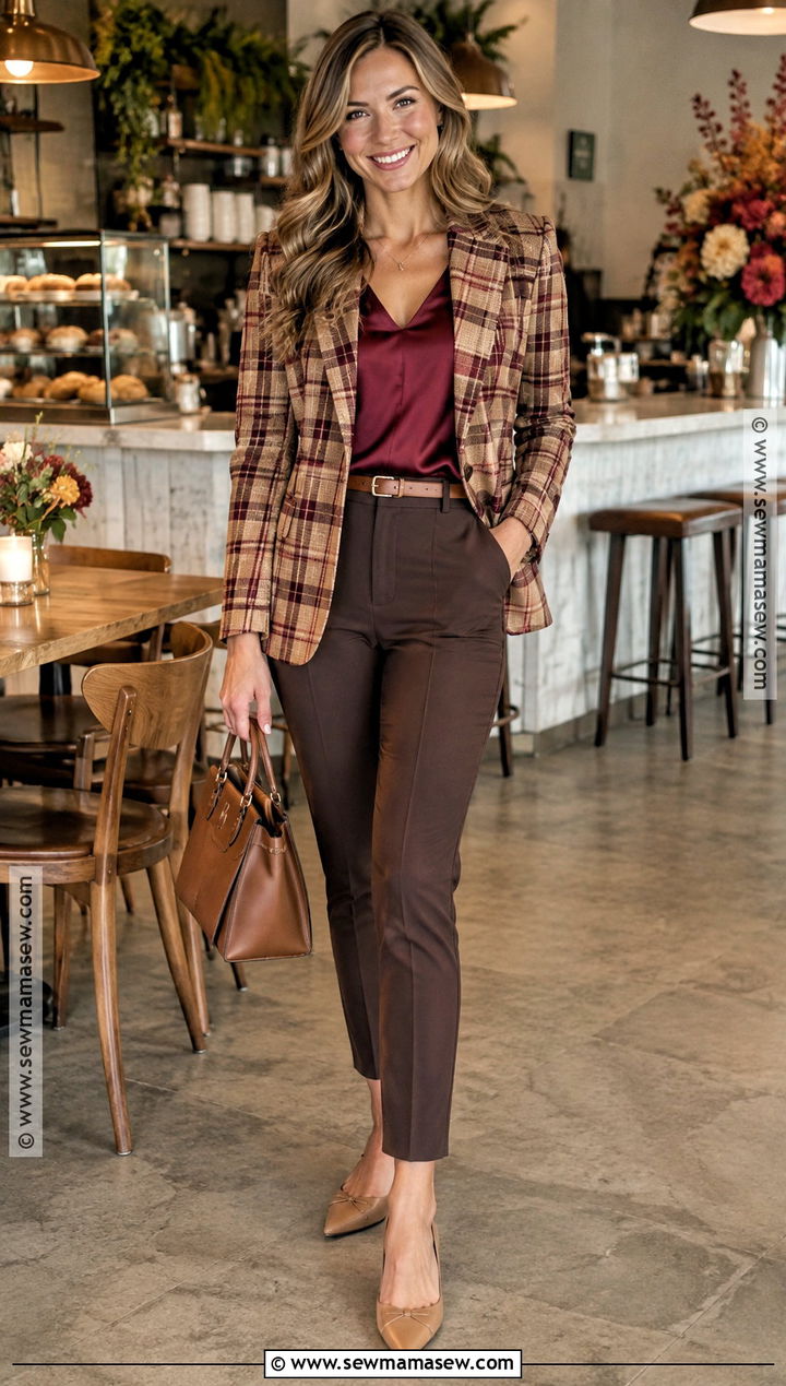 Plaid Blazer Fall Bridal Shower Outfit - 20 fall bridal shower outfit ideas