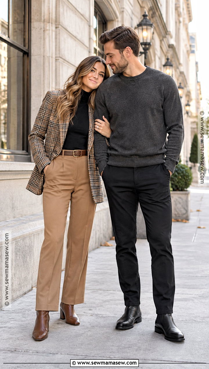 Plaid Blazer Fall Engagement Photo Outfit - 25 fall engagement photo outfit ideas