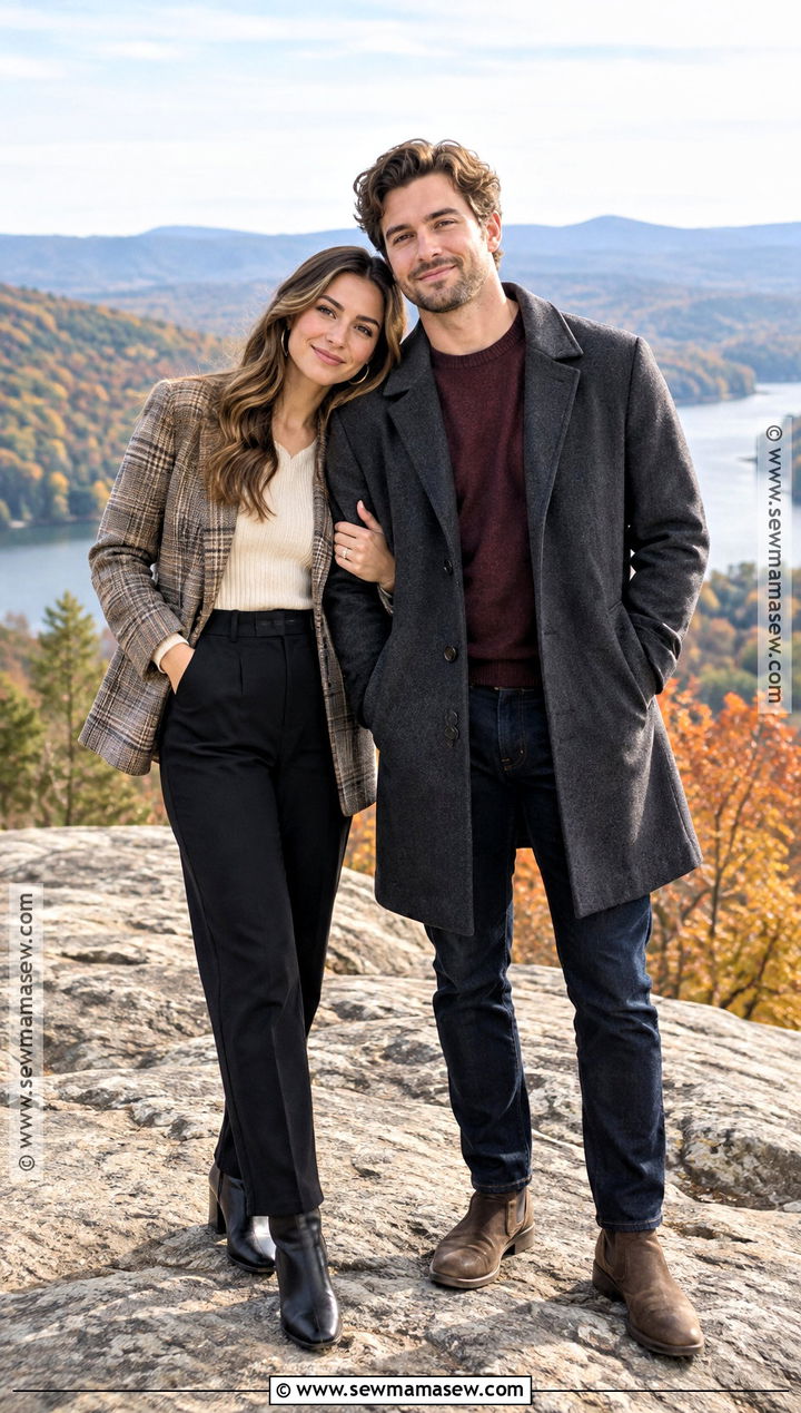 Plaid Blazer Fall Mountain Engagement Outfit - 15 engagement photos outfits fall mountains