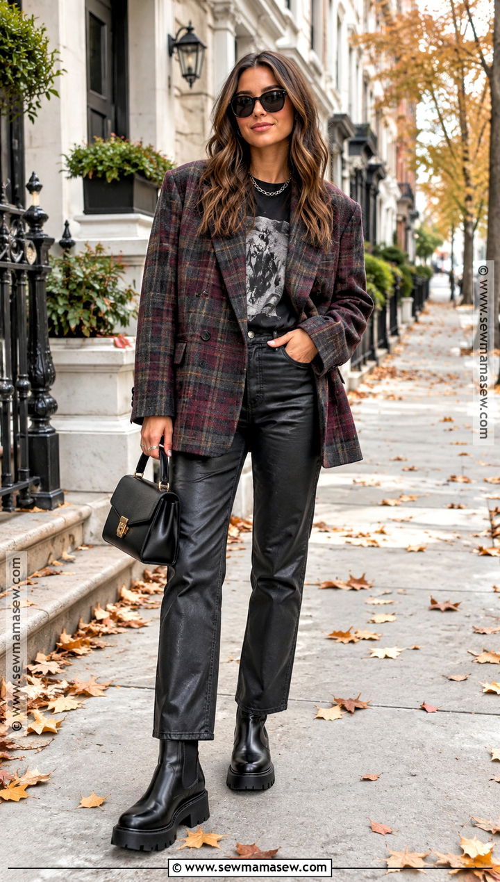 Plaid Blazer Fall Outfit - 25 Edgy Fall Outfits
