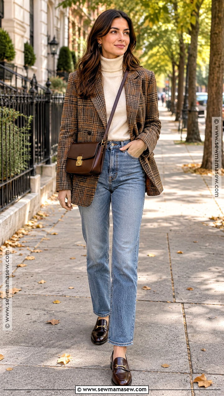 Plaid Blazer Fall Outfit - 15 cute fall and christmas outfits