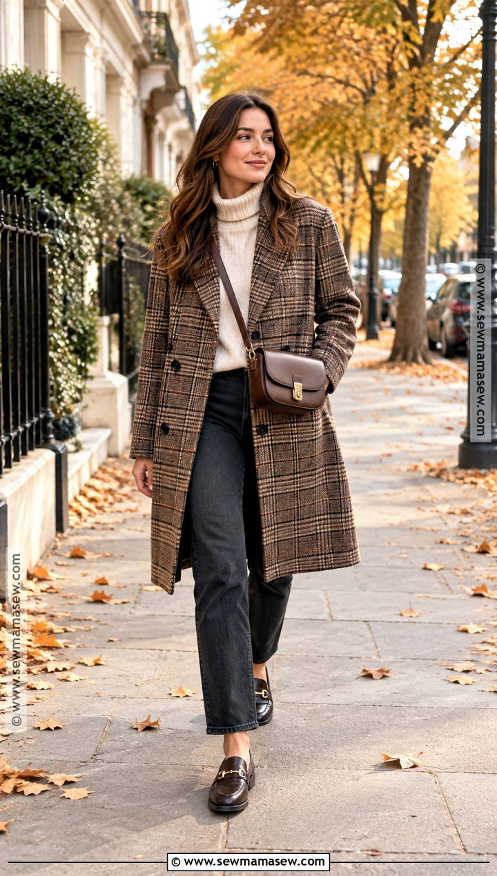 Plaid Coat And Straight Leg Jeans Outfit - 20 Fall Winter 2026 Fashion Trends