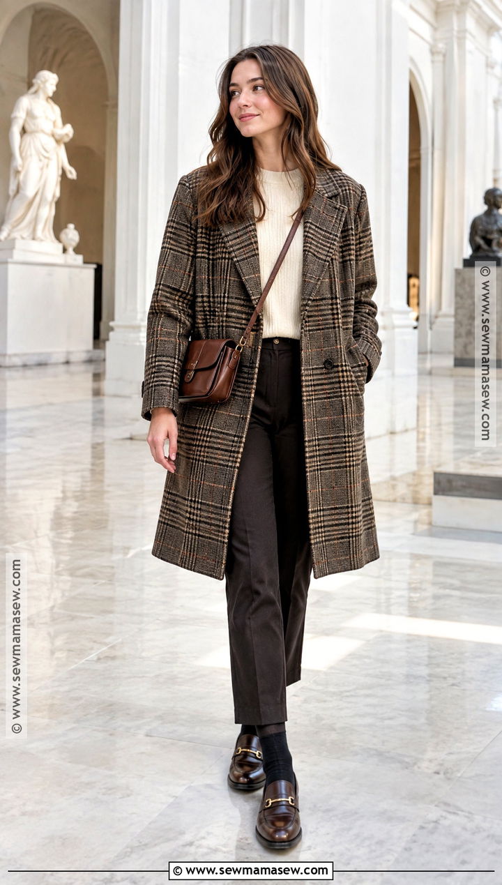 Plaid Coat With Sweater And Loafers - 15 autumn coat ideas for women 2026