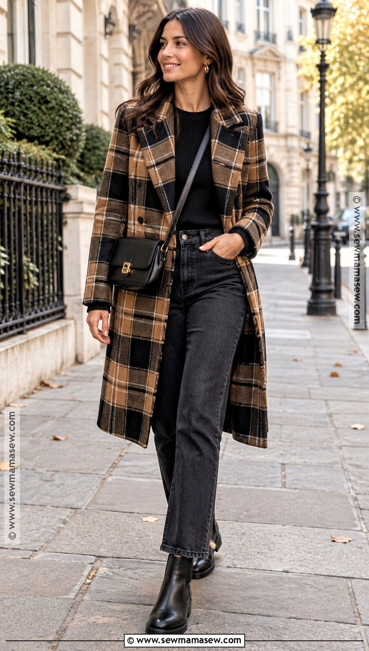 Plaid Coat and Chelsea Boots Fall Travel Outfit - 15 Chic Fall Travel Outfits