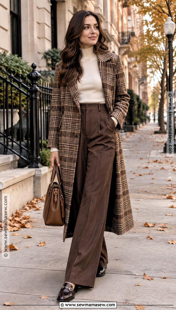 Plaid Coat and Wide Leg Pants - 20 Fall Clothing Trends