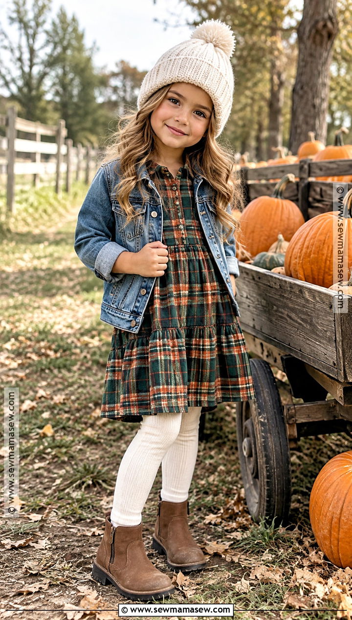 Plaid Dress And Leggings Pumpkin Patch Outfit - 25 pumpkin patch outfit ideas for kids