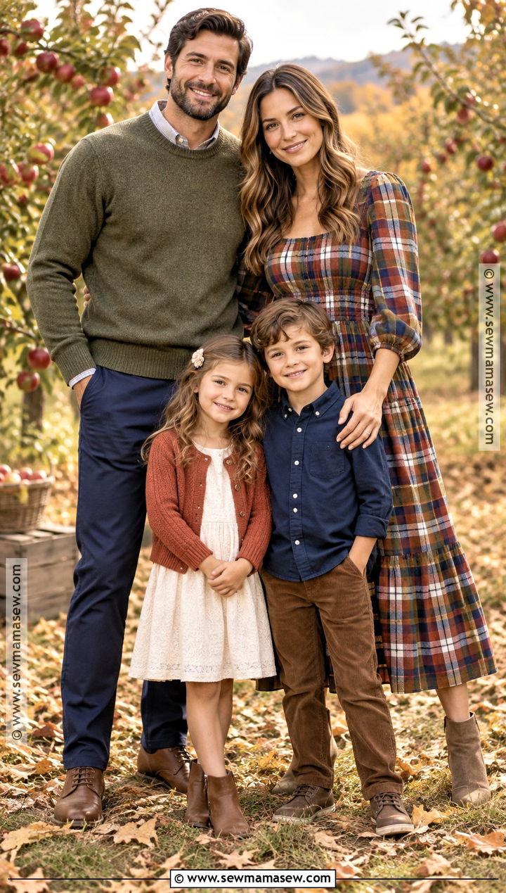 Plaid Dress And Solid Layers For Fall Family Pictures - 15 outfit ideas for family pictures fall