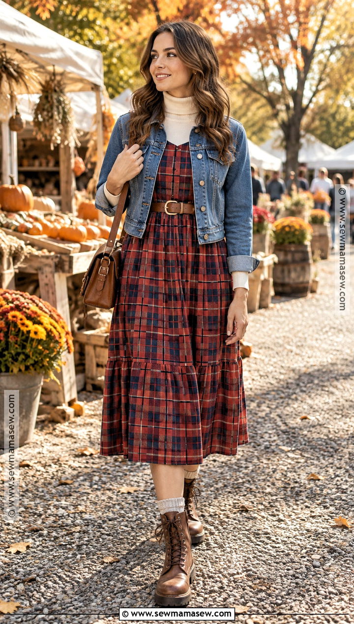 Plaid Dress With Brown Combat Boots - 15 Dress With Combat Boots Outfit Fall