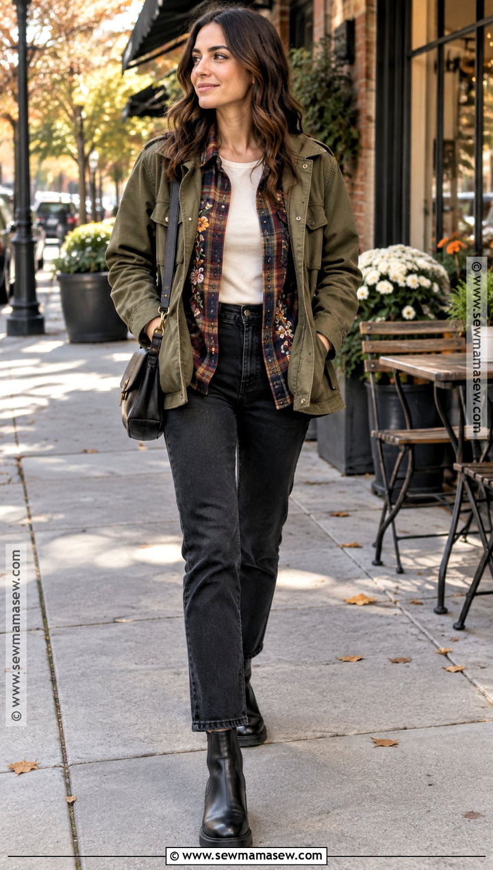 Plaid Embroidered Shirt With Black Jeans - 15 Fall Embroidered Shirts