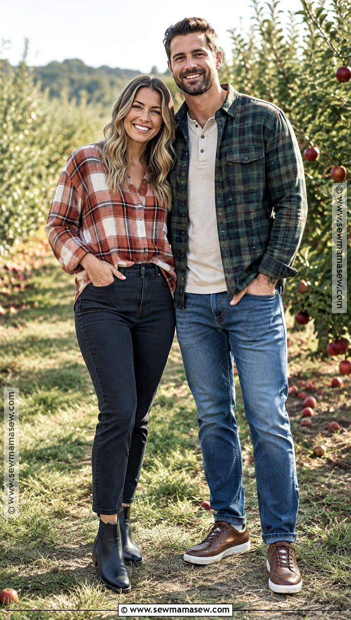 Plaid Flannel And Jeans Fall Couples Outfit - 15 cute fall couples outfits