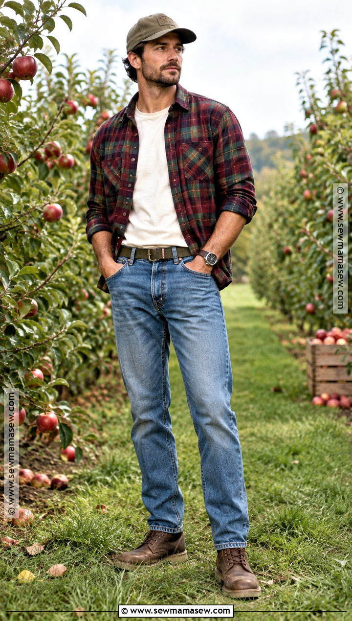 Plaid Flannel Apple Orchard Outfit - 15 apple orchard outfit fall ideas for men