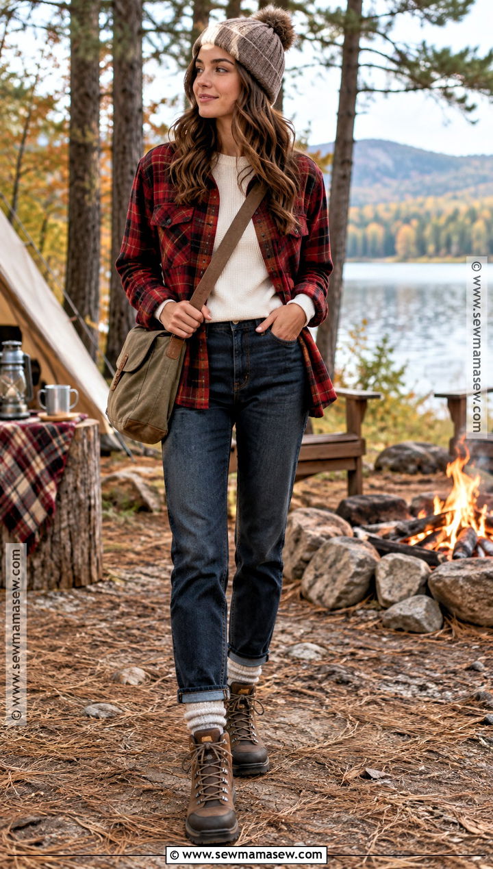 Plaid Flannel Campfire Outfit - 20 Campfire Outfit Fall Ideas