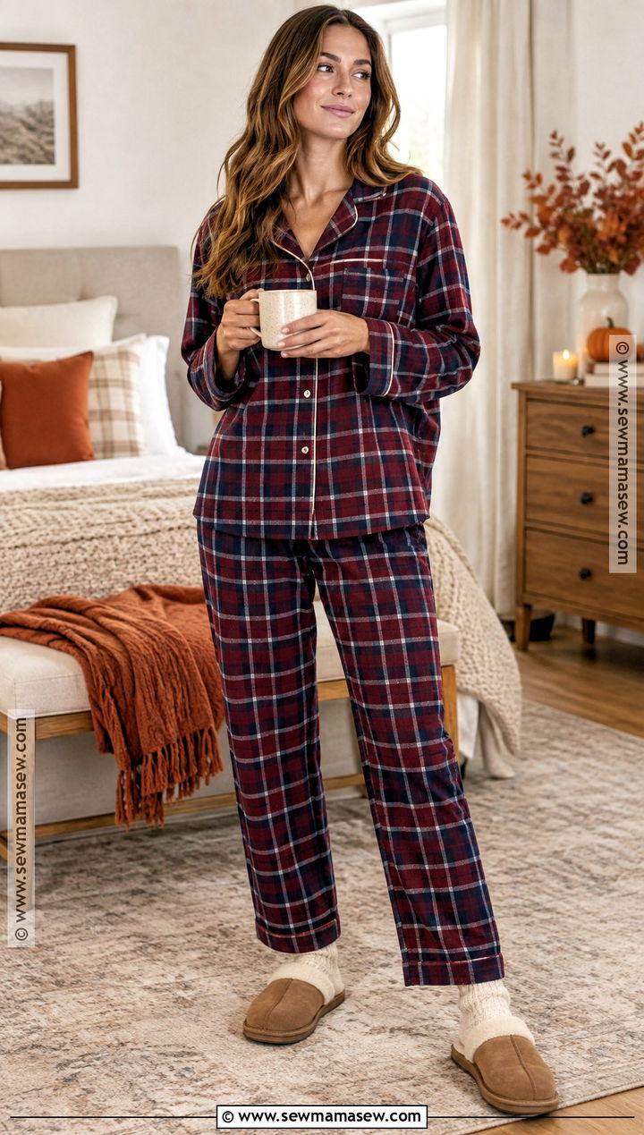 Plaid Flannel Pajama Set - 20 autumn pajamas