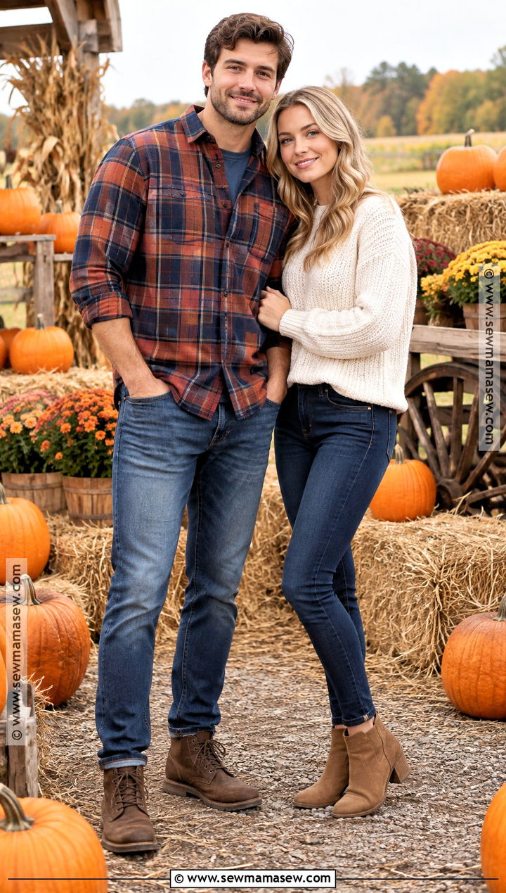 Plaid Flannel Pumpkin Patch Couple Outfit - 25 Pumpkin Patch Couple Outfit Ideas