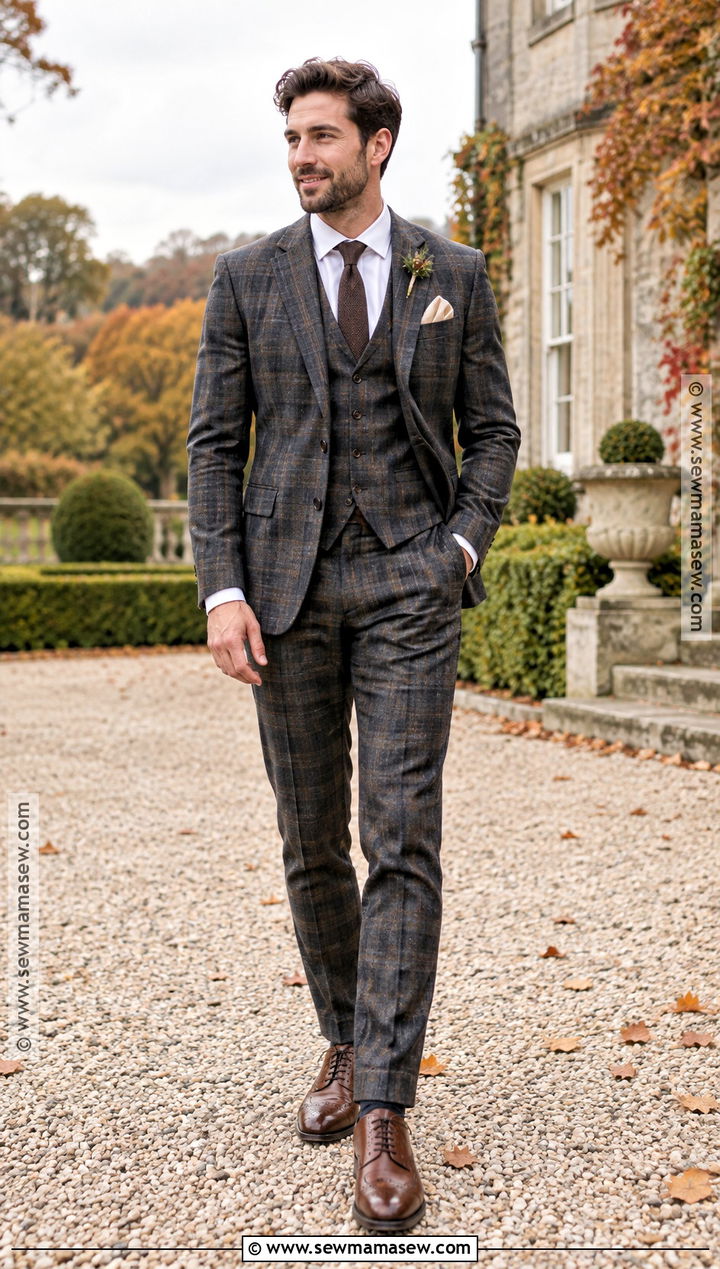 Plaid Groom Suit For A Fall Wedding - 15 groom attire for fall wedding ideas