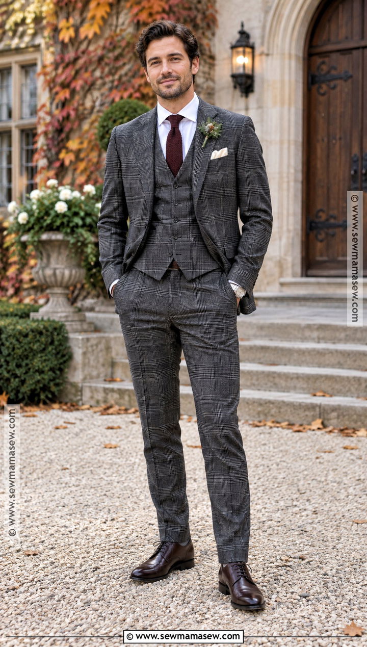 Plaid Groom Suit for a Fall Wedding - 15 fall mens wedding attire groom style ideas