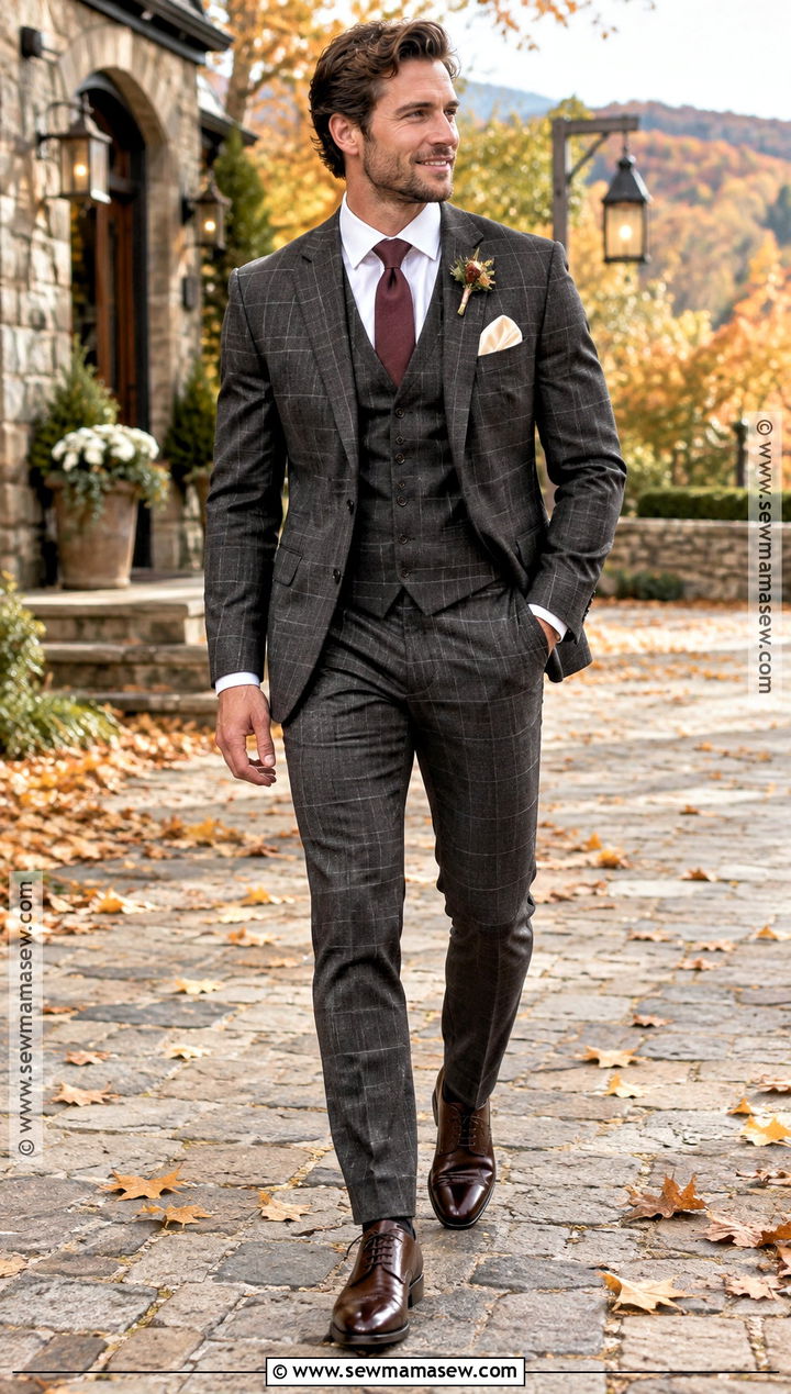 Plaid Groom Suit - 15 groom attire fall wedding ideas
