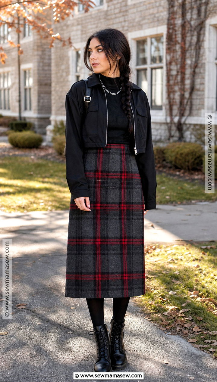 Plaid Halloween Outfit With Combat Boots - 30 Halloween Fashion Ideas