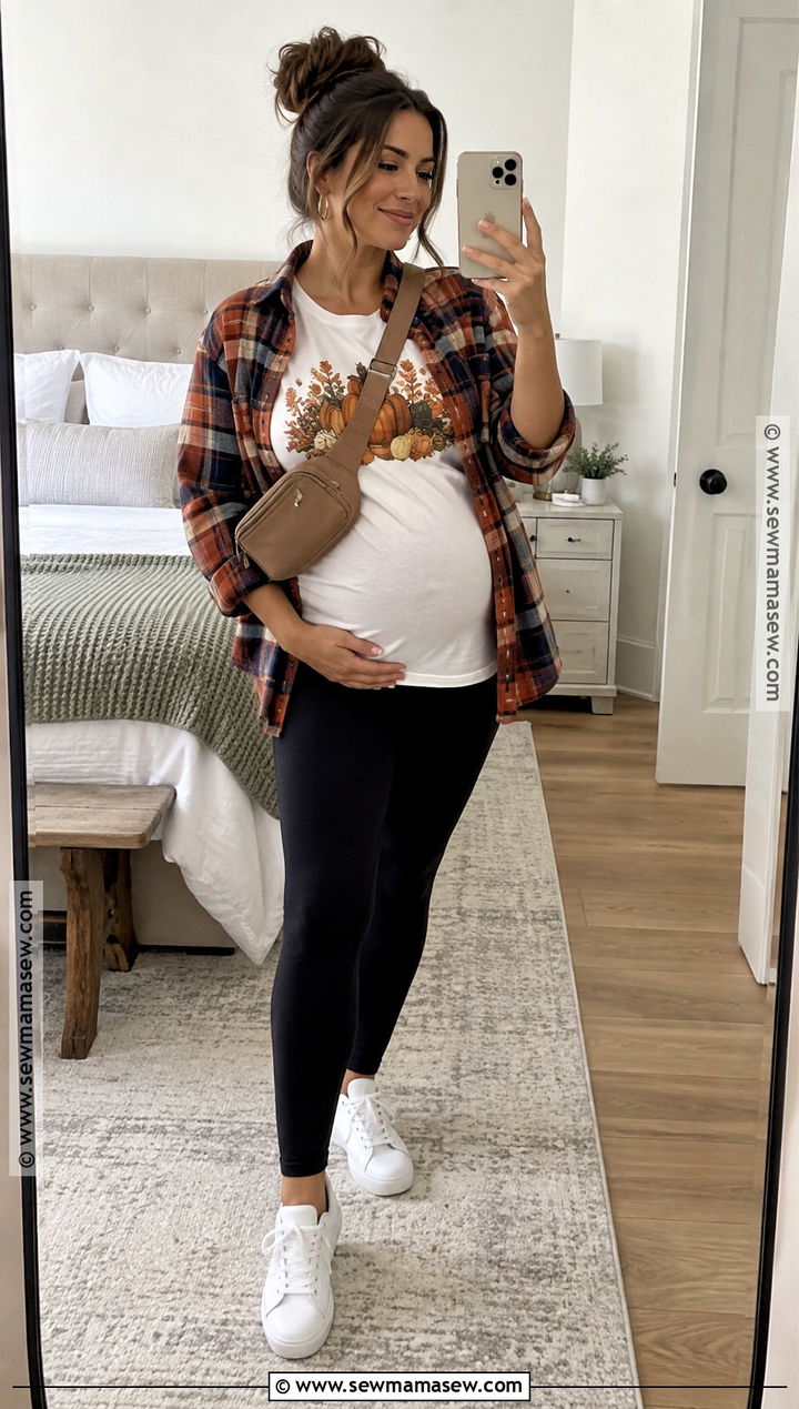 Plaid Layered Pregnancy Thanksgiving Shirt - 15 pregnancy thanksgiving shirts