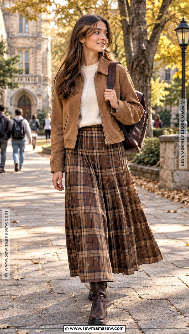 Plaid Maxi Skirt Fall Outfit - 15 Fall Skirts for Teens