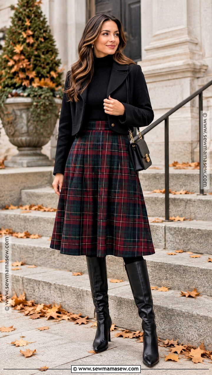 Plaid Midi Skirt Thanksgiving Church Outfit - 20 Thanksgiving Church Outfit Ideas