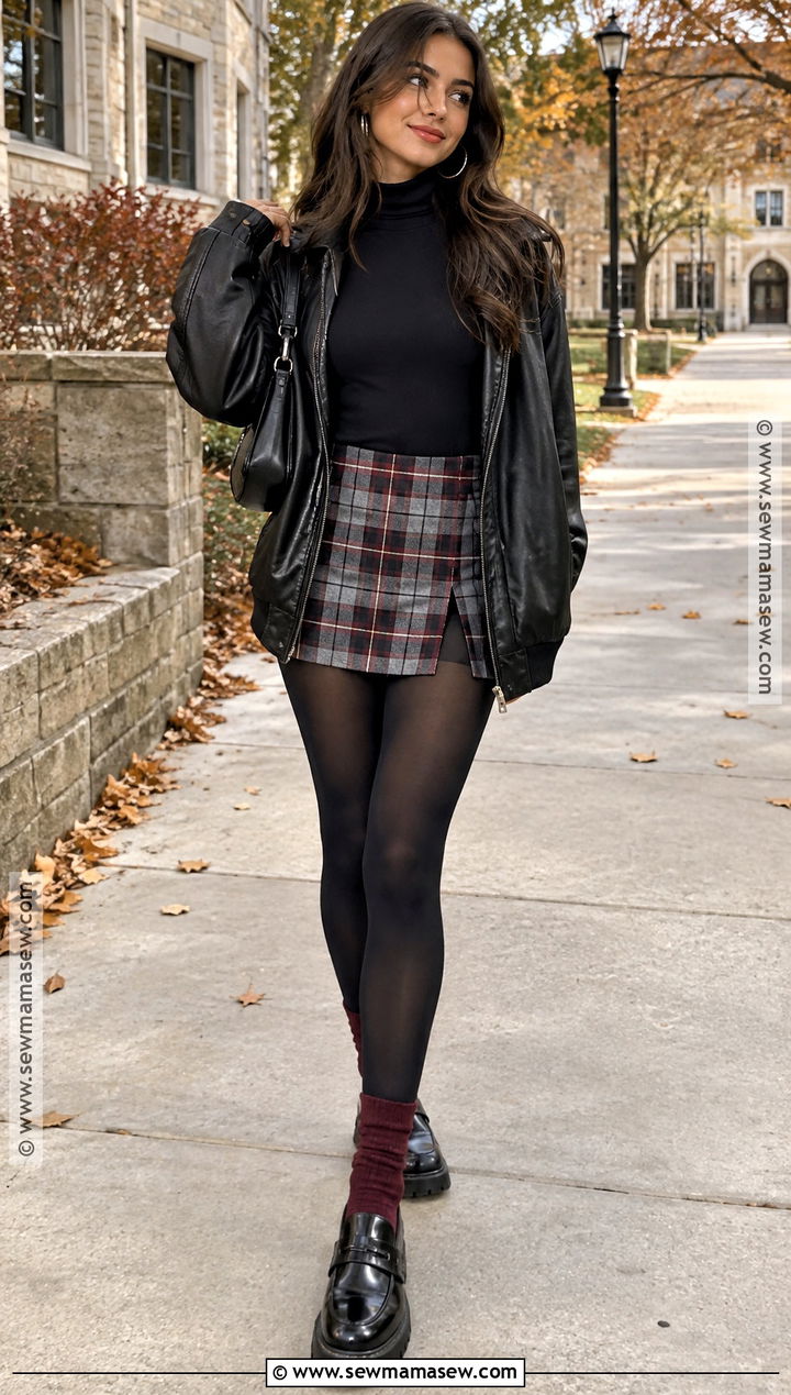 Plaid Mini Skirt Fall Baddie Outfit - 25 fall fits baddie