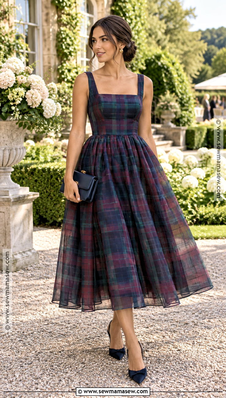 Plaid Organza September Wedding Guest Dress - 15 September Dresses For Wedding Guest