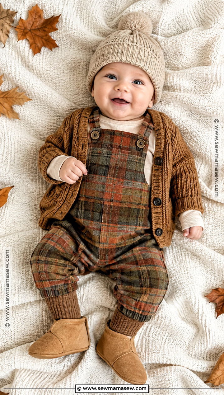 Plaid Overalls Baby Outfit - 15 autumn themed baby clothes